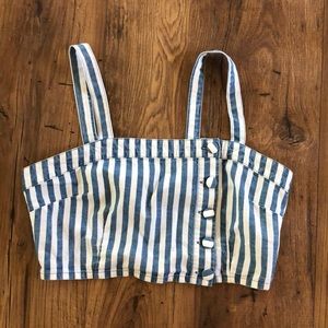 Blue and white striped crop top